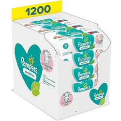 Pampers Sensitive Baby Feuchttücher, 1200 Tücher (15 x 80) ohne Duft, für eine sanfte Reinigung 1 St