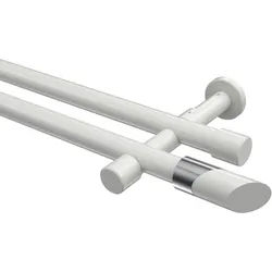 GARDINENSTANGE Prestige Verano 320 cm (geteilt in 2 x 160 cm), 2-läufig (ohne Ringe), 20 mm Ø Weiß