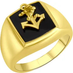 Fingerring FIRETTI "Schmuck Geschenk Silber 925 Silberring Anker" Gr. 66, schwarz (gelbgoldfarben, schwarz), Fingerringe, Herren, 66, Silber 925 (Sterlingsilber), 3mm, Fingerring