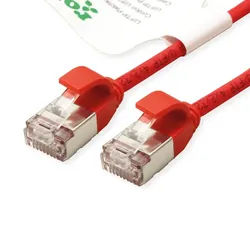 ROLINE GREEN U/FTP Patchkabel Cat.6A (Class EA), LSOH, slim, rot, 0,3 m