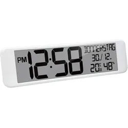 Funkwanduhr weiss rechteckig 440x30x120mm die Funkuhr mit Datum, Temperatur, Thermometer, Hygrometer