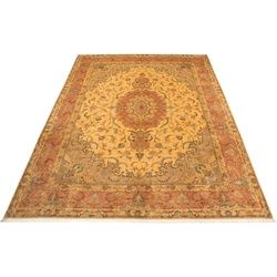 morgenland Orientteppich »Perser - Täbriz - Royal - 398 x 306 cm - gold«, rechteckig, Wohnzimmer, Handgeknüpft, Einzelstück mit Zertifikat morgenland Gold B/L: 306 cm x 398 cm