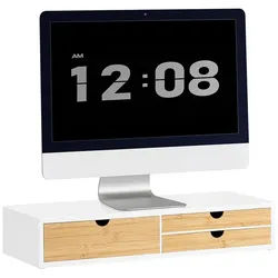 SoBuy Monitor-Halterung BBF11, (Monitor Bildschirm Ständer Bildschirmerhöher Monitorständer Weiß-Natur) weiß