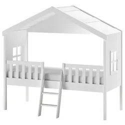 Mid.you Hausbett , Weiß , Holz , Kiefer , teilmassiv , 90x200 cm , nicht verstellbar , Baby & Kindermöbel, Kinderzimmer & Jugendzimmer, Kinderbetten, Spielbetten