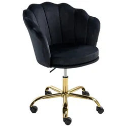 Beliani Schreibtischstuhl Schwarz Monticello , Schwarz, Goldfarben , Textil , 60x79x60 cm , Büromöbel, Bürostühle, Drehstühle