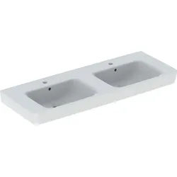 Geberit Renova Plan Doppelwaschtisch 130x48cm m. Hl., m. Ül., weiß