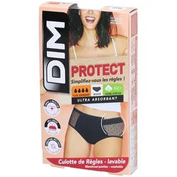 DIM Menstruationshöschen aus Bio-Baumwolle Waschbar - Boxer Lace Schwarz 36-38 - Reichlicher Ausfluss