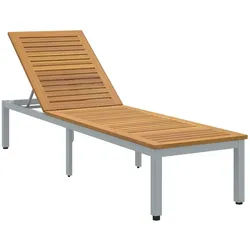 vidaXL Gartenliege, Sonnenliege Grau 200 x 55 x 35 cm Massivholz Akazie