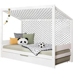 Mid.you Ausziehbett , Weiß , Holz , Birke,Kiefer , Schichtholz,massiv , H2 , Höhe ca. 12 cm , 90x200 cm , Bettkasten, für Rollrost geeignet, Himmelfunktion, bodentiefer Einstieg , Babymöbel & Kindermöbel, Kinderzimmer & Jugendzimmer, Kinderbetten, Kinderbetten & Jugendbetten