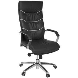 Mid.you Drehstuhl , Schwarz , Leder , Kombination Echtleder/Lederlook , Rindleder , Sternfuß , 60x126x55 cm , Wippfunktion, Wippmechanik mit Härtegradeinstellung, Sitzfläche 360° drehbar, inklusive Armlehnen , Büromöbel, Bürostühle, Chefsessel