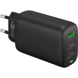 Goobay USB-CTM PD 3-fach Multiport-Schnellladegerät (65 W) schwarz - Ladeadapter mit 2x USB-CTM-Anschlüssen (Power Delivery) und 1x USB-A-Anschluss (Quick Charge 3.0)
