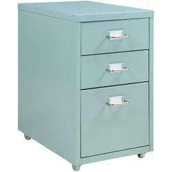 [en.casa] Rollcontainer Kökar , Mintgrün , Metall , 3 Schubladen , 28x48x41 cm , Büromöbel, Schreibtischcontainer, Rollcontainer