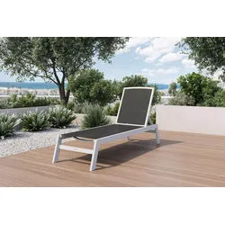 VILLANA Sylvania Gartenliege, silber/schwarz, Alu/Textil, 198 x 60 x 32 cm, verstellbar