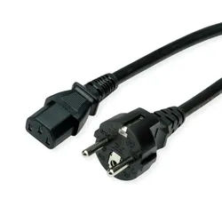 VALUE Netzkabel, IEC-Buchse & CEE7/7-Stecker gerade, schwarz, 0,6 m