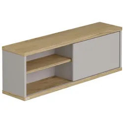 Paidi Wandregal , Eichefarben, Hellgrau , Holzwerkstoff , 1 Fächer , 86.4x29.0x20.0 cm , Blauer Engel, Goldenes M , Wohnzimmer, Regale, Wandregale