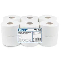 Funny Jumbo Toilettenpapier, 3-lagig, Ø 19 cm, hochweiß, Reißfestes Klopapier mit attraktiver Punktprägung, 1 Paket = 12 Rollen