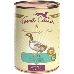 Terra Canis Classic 400g Dose Hundenassfutter Sparpaket 12 x 400 Gramm Ente mit Naturreis, roter Bete, Birne & Sesam