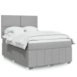 vidaXL Boxspringbett, Boxspringbett mit Matratze Hellgrau 140x190 cm Stoff