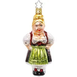 INGE-GLAS® Christbaumschmuck Resi bayerische Weihnacht 12,5cm (1-tlg), mundgeblasen, handbemalt grün|schwarz