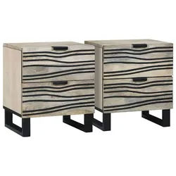 vidaXL Nachttisch 40 x 33 x 46 cm Nachttische mit Schubladen 2 pcs Walnuss 40x335x46 cm grau