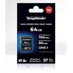Voigtländer Prof. High-Speed SDXC, UHS-I, Cl10, U3, V30 (100/95 MB/s) 64 GB