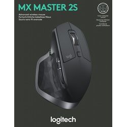 Logitech Maus MX Master 2S, Wireless, Unifying, Bluetooth, grafit Laser, 4000 dpi, 7 Tasten, Akku, Retail