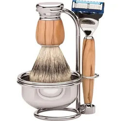 ERBE Shaving-Shop RasiersetsRasierset Milano Fusion Gillette Fusion Olivenholz + Rasierpinsel Olivenholz + Ständer + Rasierseifenschale 1 Stk.