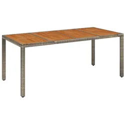 vidaXL Gartentisch 190 x 90 x 75 cm Gartentisch mit Holzplatte Grau 190x90x75 cm Polyratt grau