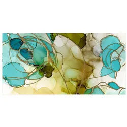 Bilderdepot24 Teppich Teppich Vinyl Flur Küche Abstrakt funktional lang modern, Läufer - türkis glatt, nass wischbar (Schmutz, Tierhaare) Saugroboter & Bodenheizung geeignet grün 100 cm x 50 cm