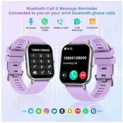 TAOLOON Smartwatch (4,6 cm, andriod ios), Damen Smartwatch mit 1.83 Zoll Display Bluetooth Telefonfunktion lila