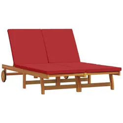 vidaXL Gartenliege, Sonnenliege 2-Person Braun 63 x 199 x 85 cm Massivholz Akazie