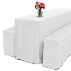 Biertischhusse Basic L 50cm lang Schlitz Weiß (3tlg) , Textil , 50x220 cm , Heimtextilien, Wohntextilien, Tischwäsche
