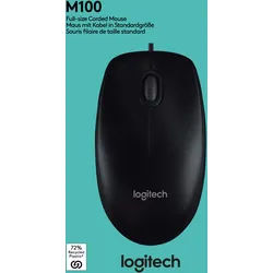Logitech Maus M100, USB, anthrazit Optisch, 1000 dpi, 3 Tasten, Retail