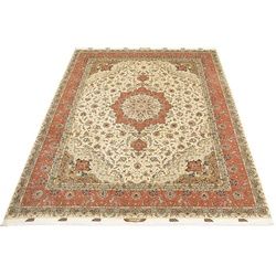 morgenland Orientteppich »Perser - Täbriz - Royal - 387 x 307 cm - braun«, rechteckig, Wohnzimmer, Handgeknüpft, Einzelstück mit Zertifikat morgenland Braun B/L: 307 cm x 387 cm