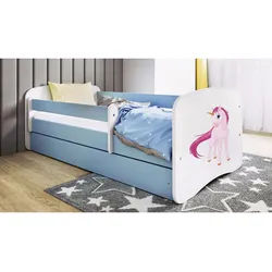 Mid.you Kinder-/Juniorbett , Blau, Weiß , Holzwerkstoff , Birke , Schichtholz,Sperrholz , H2 , 1-Zonen , Höhe ca. 15 cm , links montierbar, rechts montierbar , 80x160 cm , nicht verstellbar , Babymöbel & Kindermöbel, Kinderzimmer & Jugendzimmer, Kinderbetten, Kinderbetten & Jugendbetten