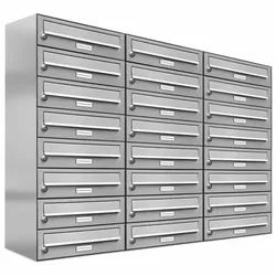 AL BRIEFKASTENSYSTEME Briefkasten, Parteien: 24, Aufputzmontage, BxHxT: 153,574 x 92,0 x 27,5 cm - silberfarben