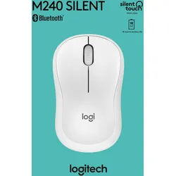 Logitech Maus M240, Silent, Wireless, Bluetooth, weiss Optisch, 4000 dpi, 3 Tasten, Retail