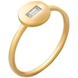 cai Ring 925 Sterling Silber gelb vergoldet Boho Zirkonia Baguette Stein