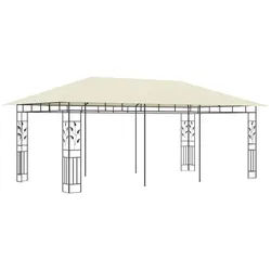 vidaXL Pavillon, Partyzelt mit Moskitonetz 6x3x2,73 m Creme