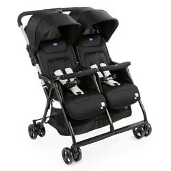 Chicco Zwillingswagen , Schwarz , Metall , 78x101x88 cm , Einhand-Faltmechanismus , Baby on Tour, Kinderwagen, Geschwisterwagen & Zwillingskinderwagen