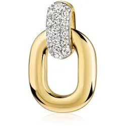 Kettenanhänger FIRETTI "Schmuck Geschenk Gold 333 Halsschmuck Anhänger Drop bicolor", gelbgoldfarben, weißgoldfarben, kristallweiß, kristallweiß, Schmuckanhänger, Damen, Gelbgold 333, 2,7 g, Kettenanhänger, mit Zirkonia (synth.)