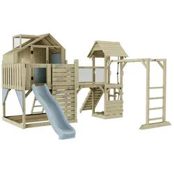 OutdoorToys Spielturm Luna, aus Holz in Eisblau mit Rutsche blau