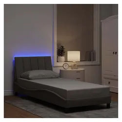 vidaXL Bett, Bettgestell ohne Matratze Taupe 90x200 cm Stoff