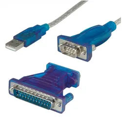 VALUE Konverter-Kabel USB-seriell Computer-Adapter USB 2.0 Typ A Männlich (Stecker) zu D-Sub 9-polig (DE-9) Männlich (Stecker), 180.0 cm blau