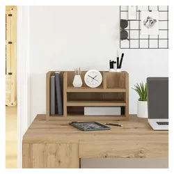 vidaXL Schreibtischaufsatz, Schreibtisch Organizer Schwarz Eichen-Optik 44,5 x 24 x 25 cm braun