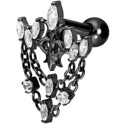Titan Ohrpiercing mit Innengewinde GOTISCHE KRONE + KETTEN