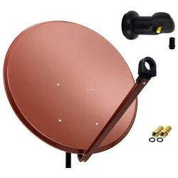 PremiumX SAT Anlage 100cm Antenne Stahl Ziegelrot Single LNB 2x F-Stecker SAT-Antenne