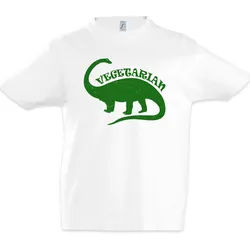 Urban Backwoods Print-Shirt Vegetarian Dinosaur Kinder T-Shirt Vegan Dinosaurier Saurier (1-tlg) Pflanzenfresser Plant Eaters Brontosaurus weiß 110/116