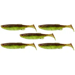 Savage Gear Kunstköder Gummifische Duft 5 St. - FAT MINNOW T-TAIL 10,5cm 11gramm ver. Farben, Rasselschlitz grün