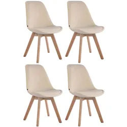 CLP 4er Set Retrostühle Borneo Samt Mit Hochwertiger Polsterung I Lehnstühle mit robustem Holzgestell